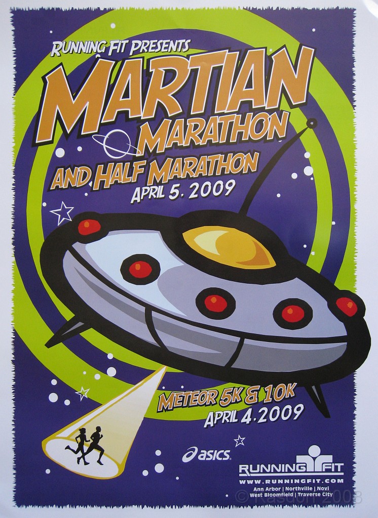 Martian Marathon 2009 011.jpg - The 2009 Martian Marathon in Dearborn MI. I ran the half marathon with a 2:05:26 time. Pace 9:35. 31 out of 58 in age group and 1053 out of 1762 overall.